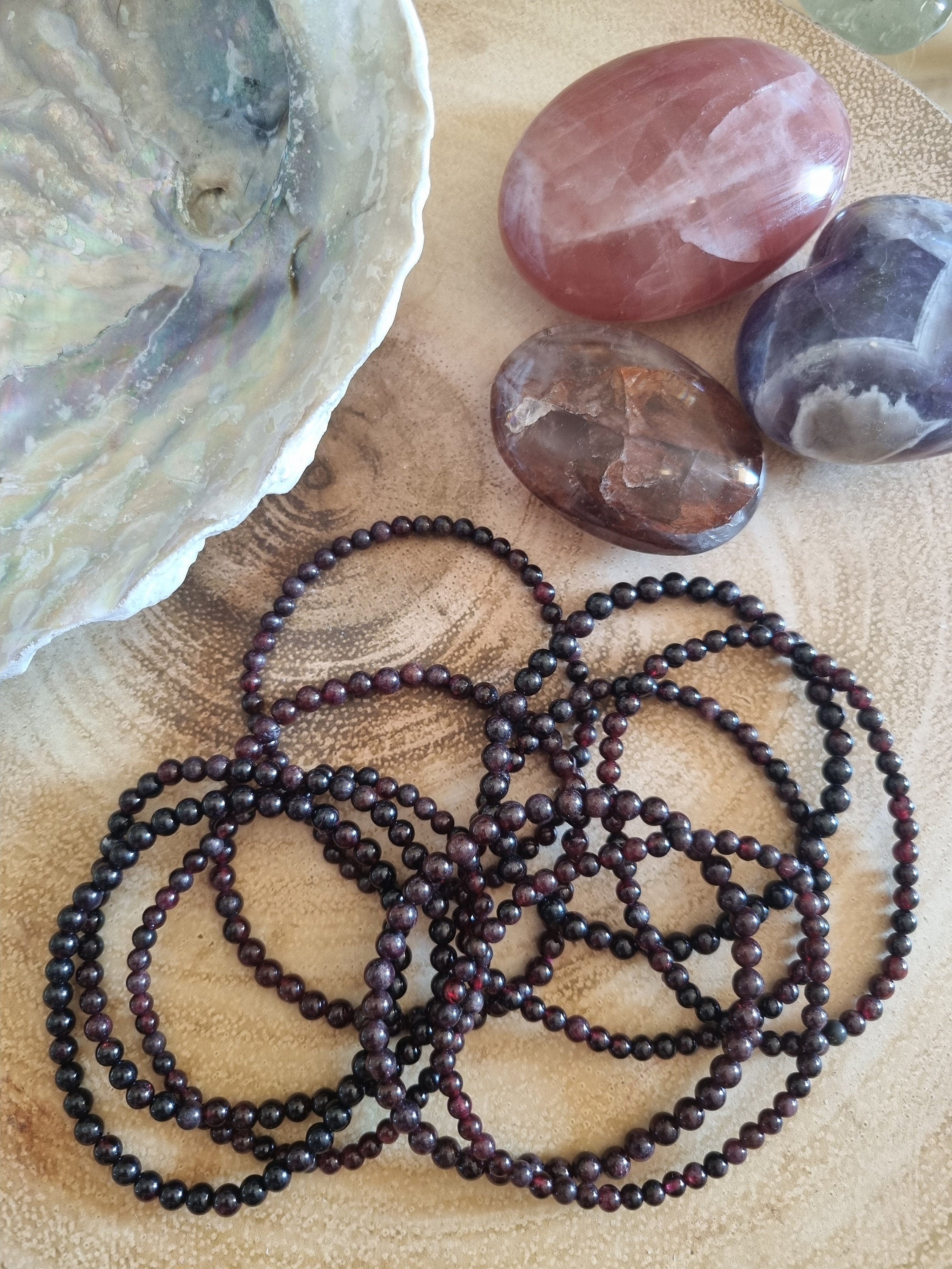 Garnet Gemstone Bracelet: High Grade | Bead Size (4mm)