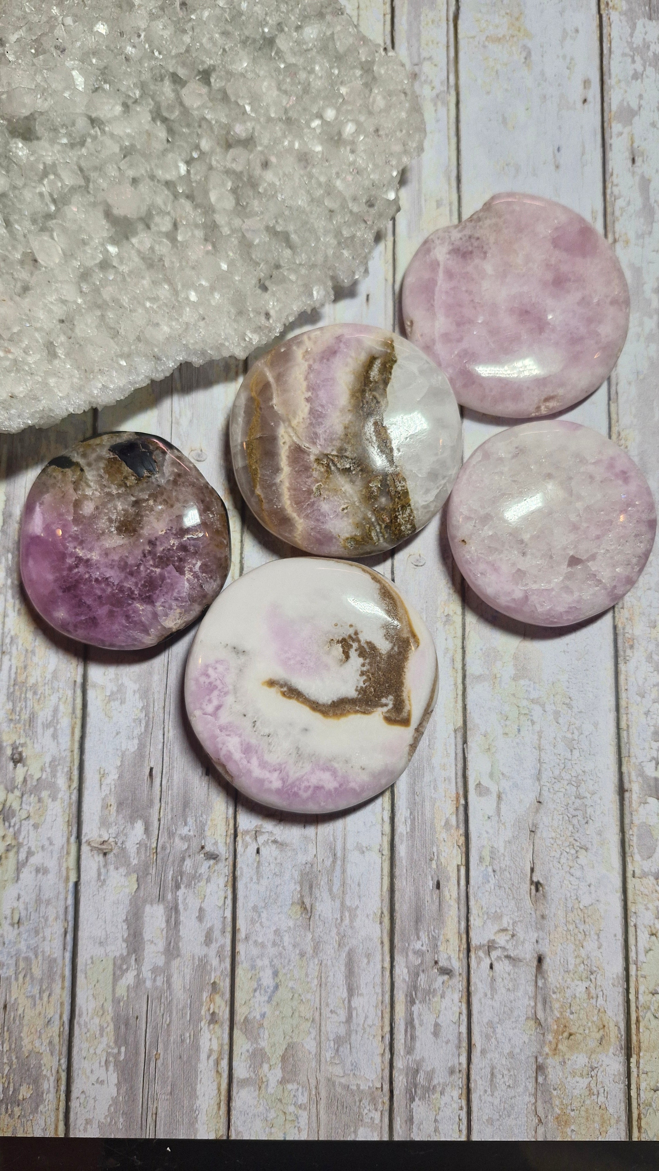 Pink Aragonite Medallion | Small Palm Stones