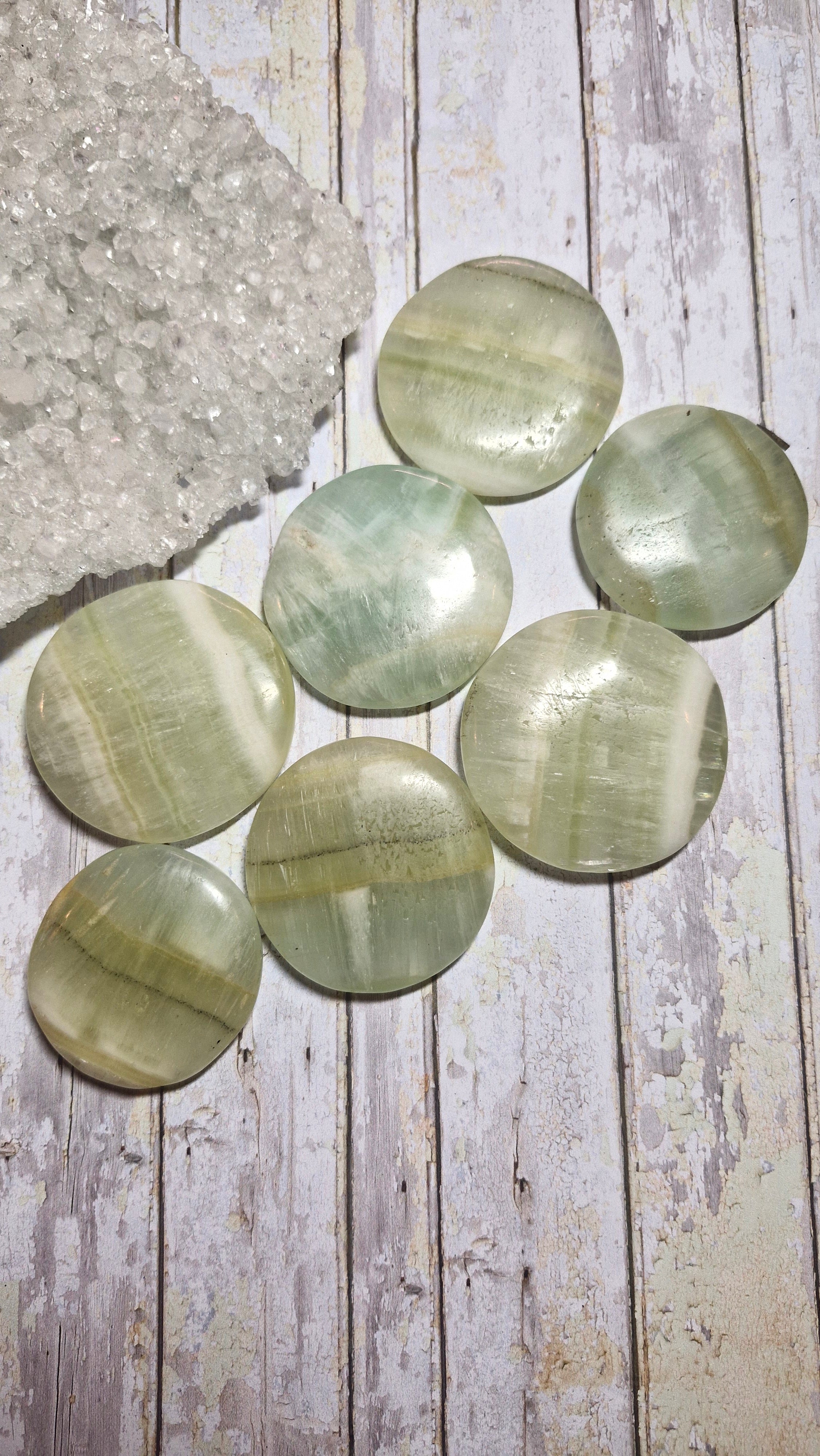 Pistachio Calcite Medallion | Small Palm Stones