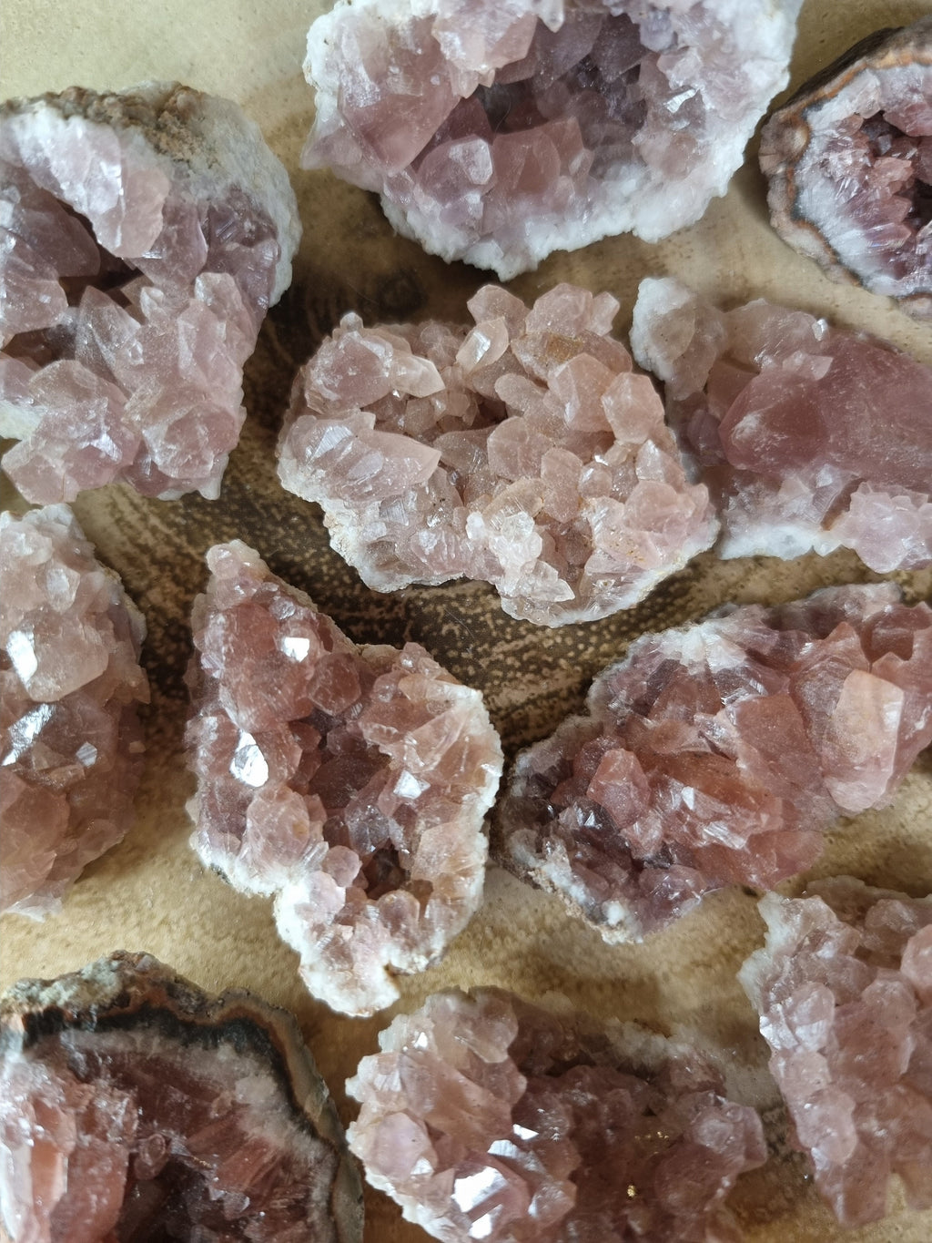 Small Natural Pink Amethyst Raw Geodes from Brazil.
