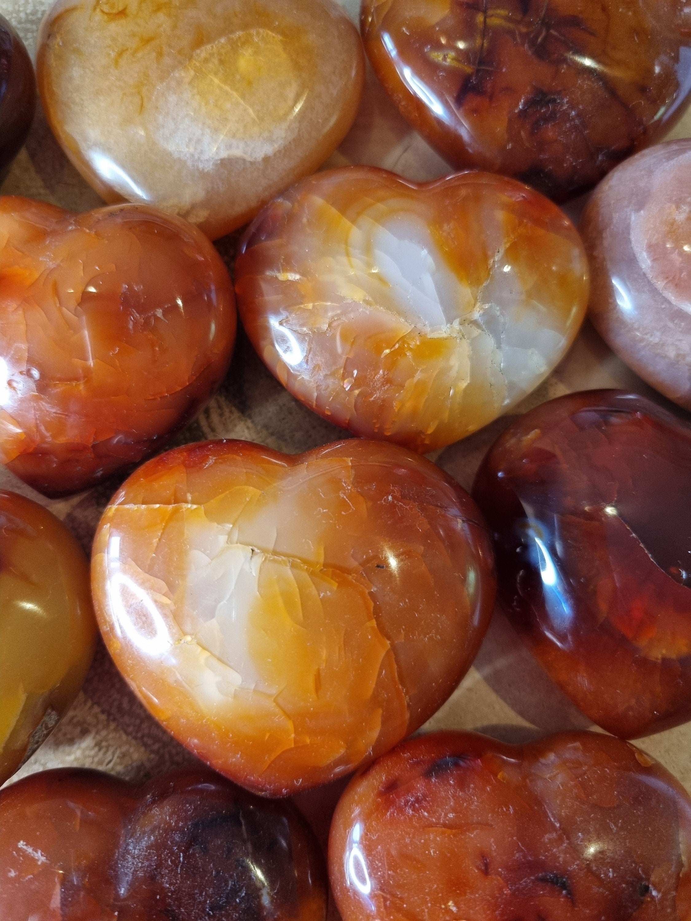 Carnelian Heart Crystals.