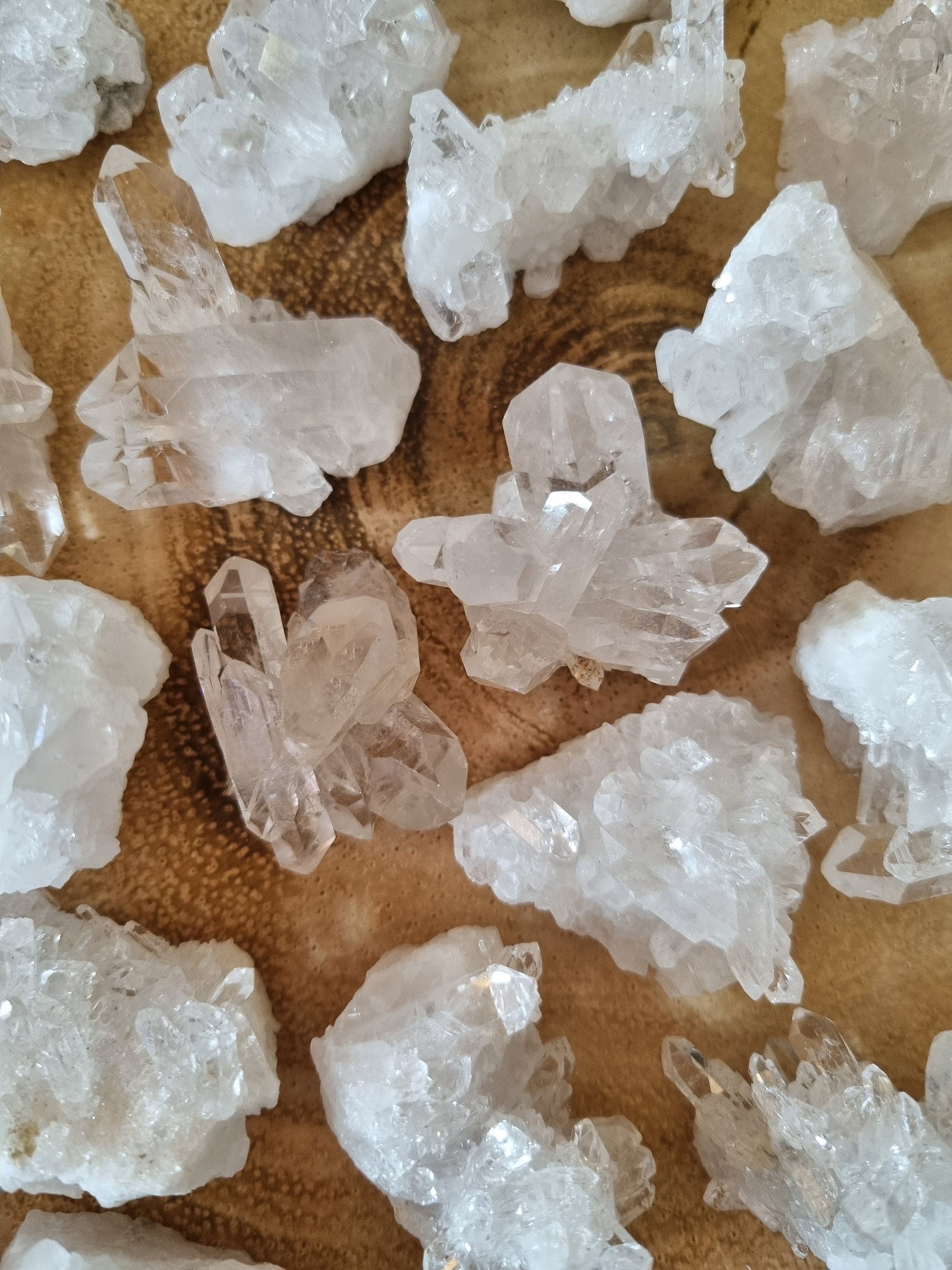 Clear quartz clusters