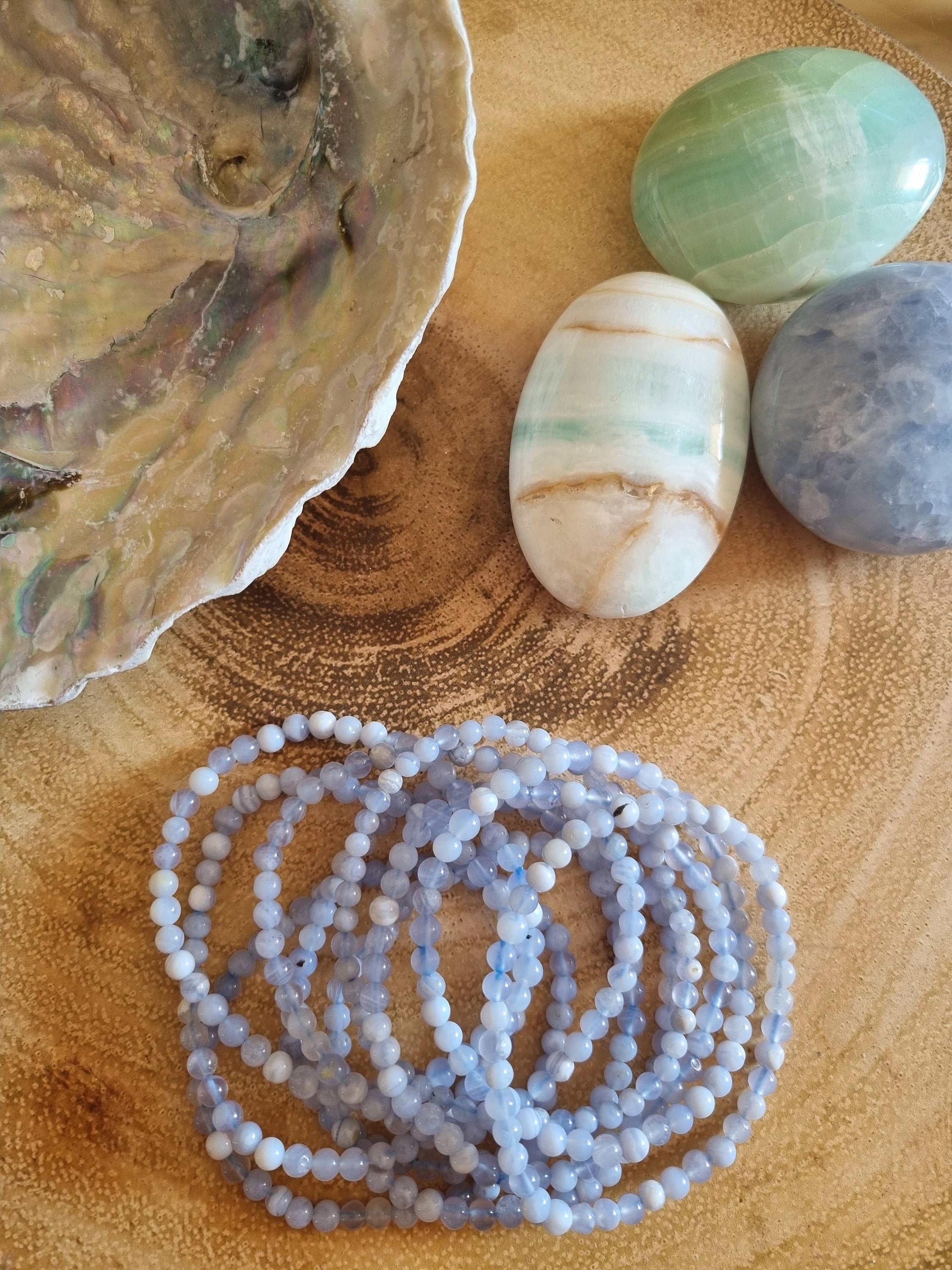 Rare Blue Lace Agate crystal adjustable bracelets 6mm