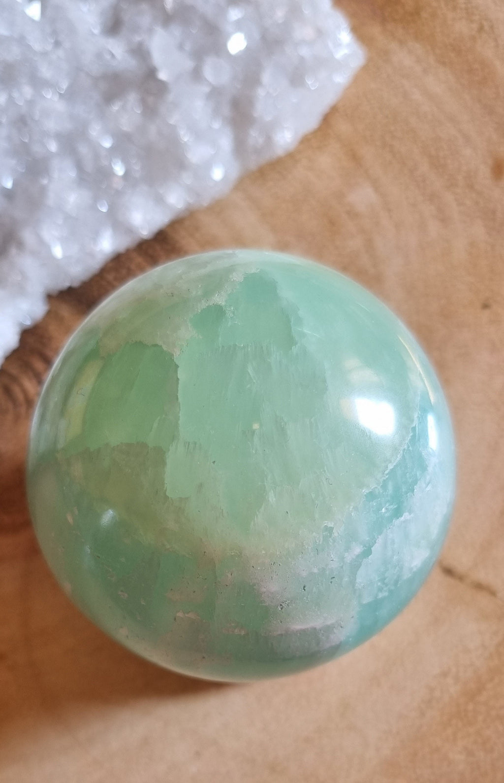 Pistachio calcite sphere large