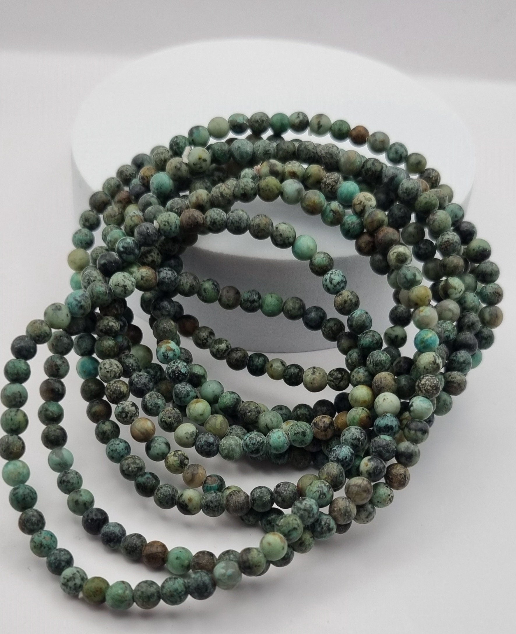 Rare Green African Turquoise adjustable stretchy gemstone beaded bracelets. Bead size 6mm