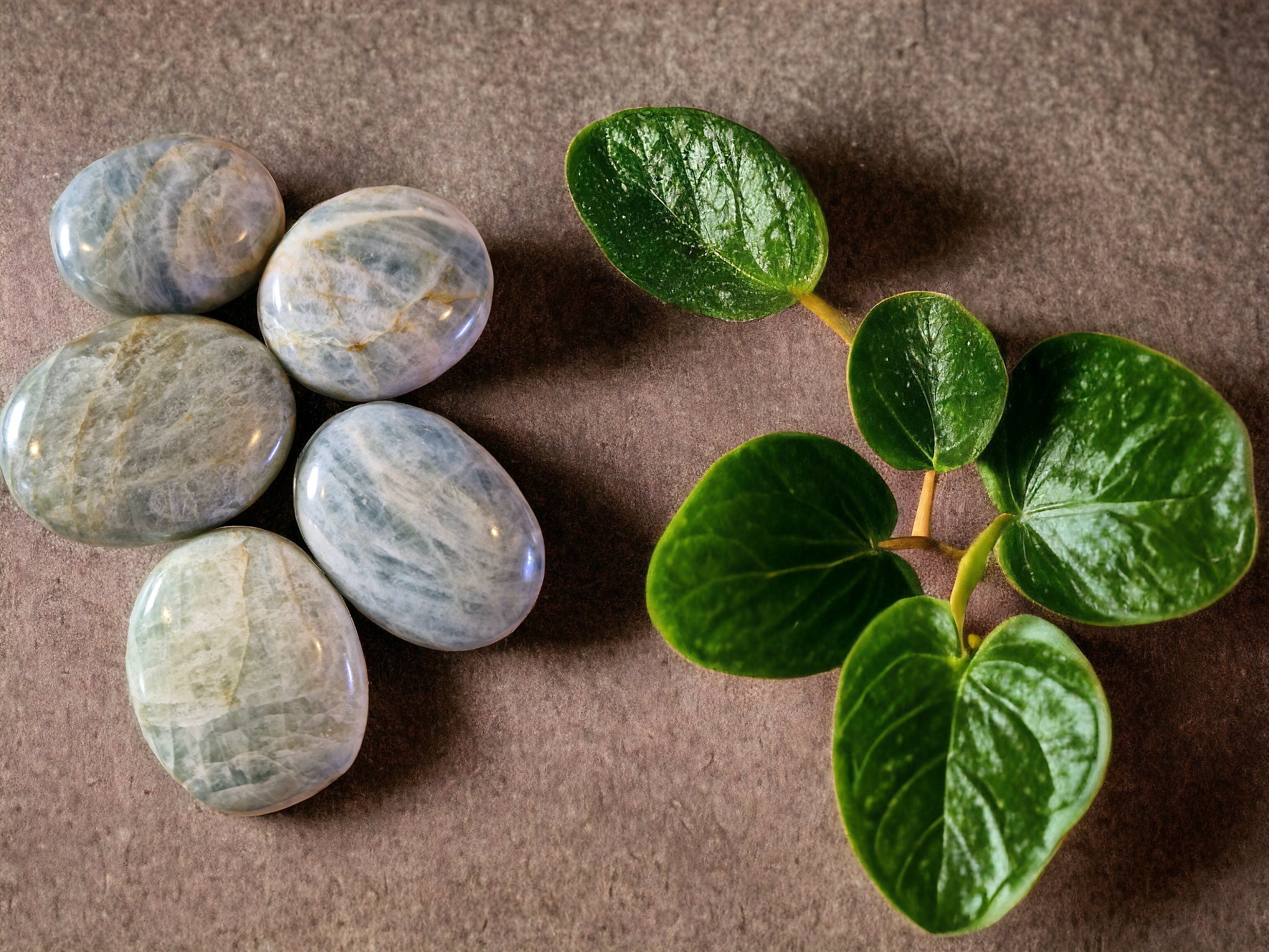 Natural Aquamarine palm or meditation stones.