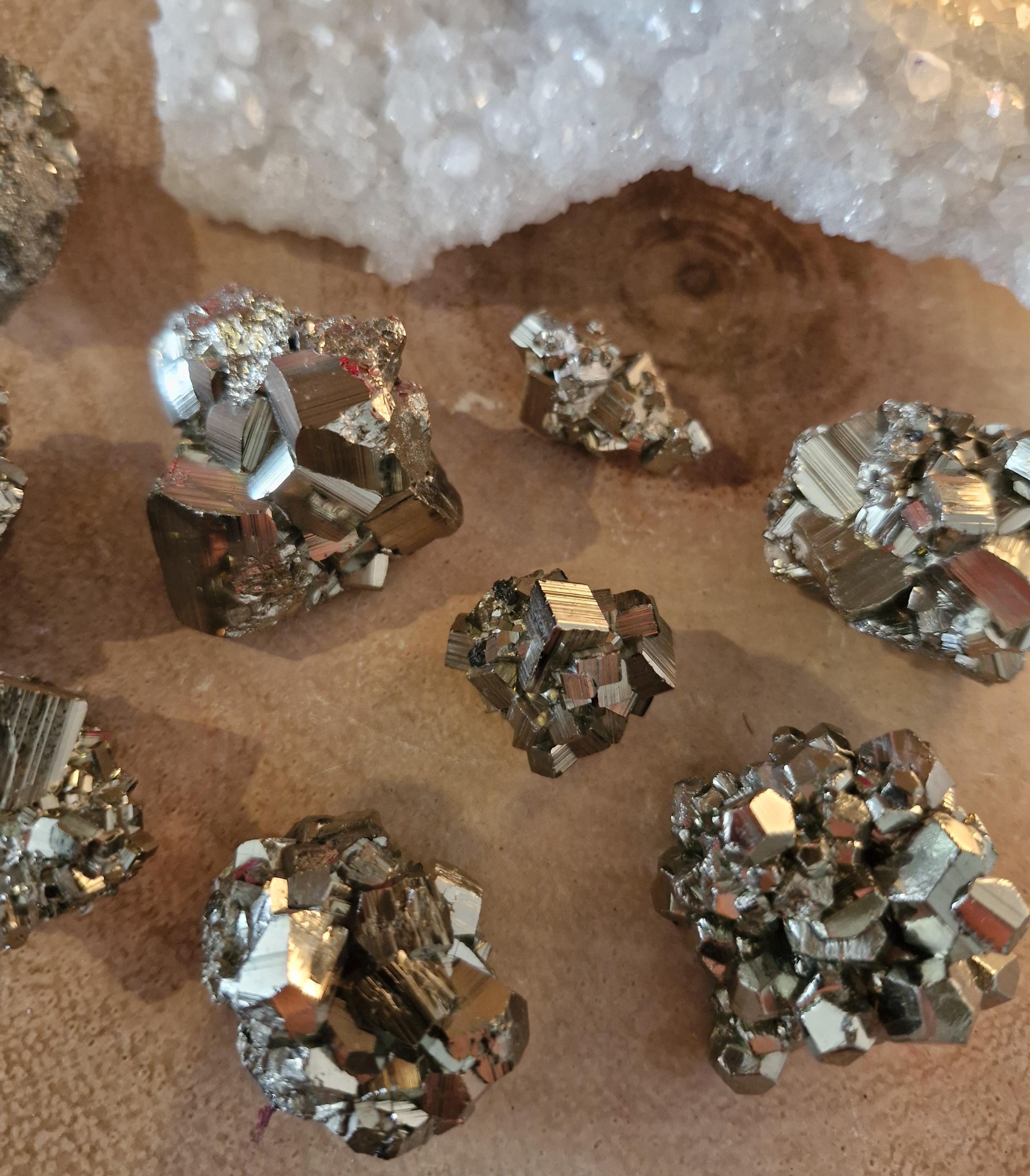 Small Golden Pyrite Cluster formations from Peru