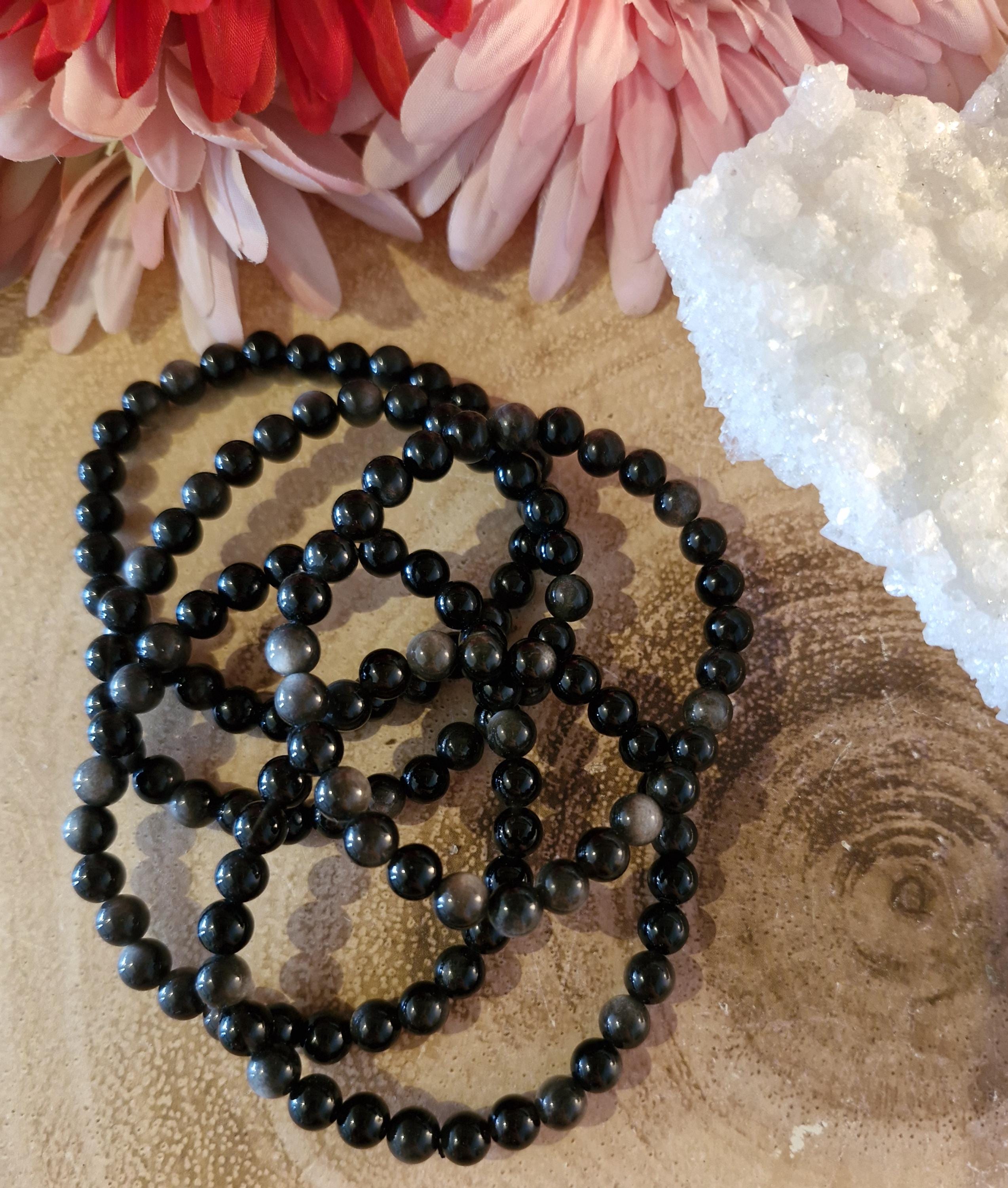 High Grade Silver Sheen Obsidian Adjustable Bracelets.