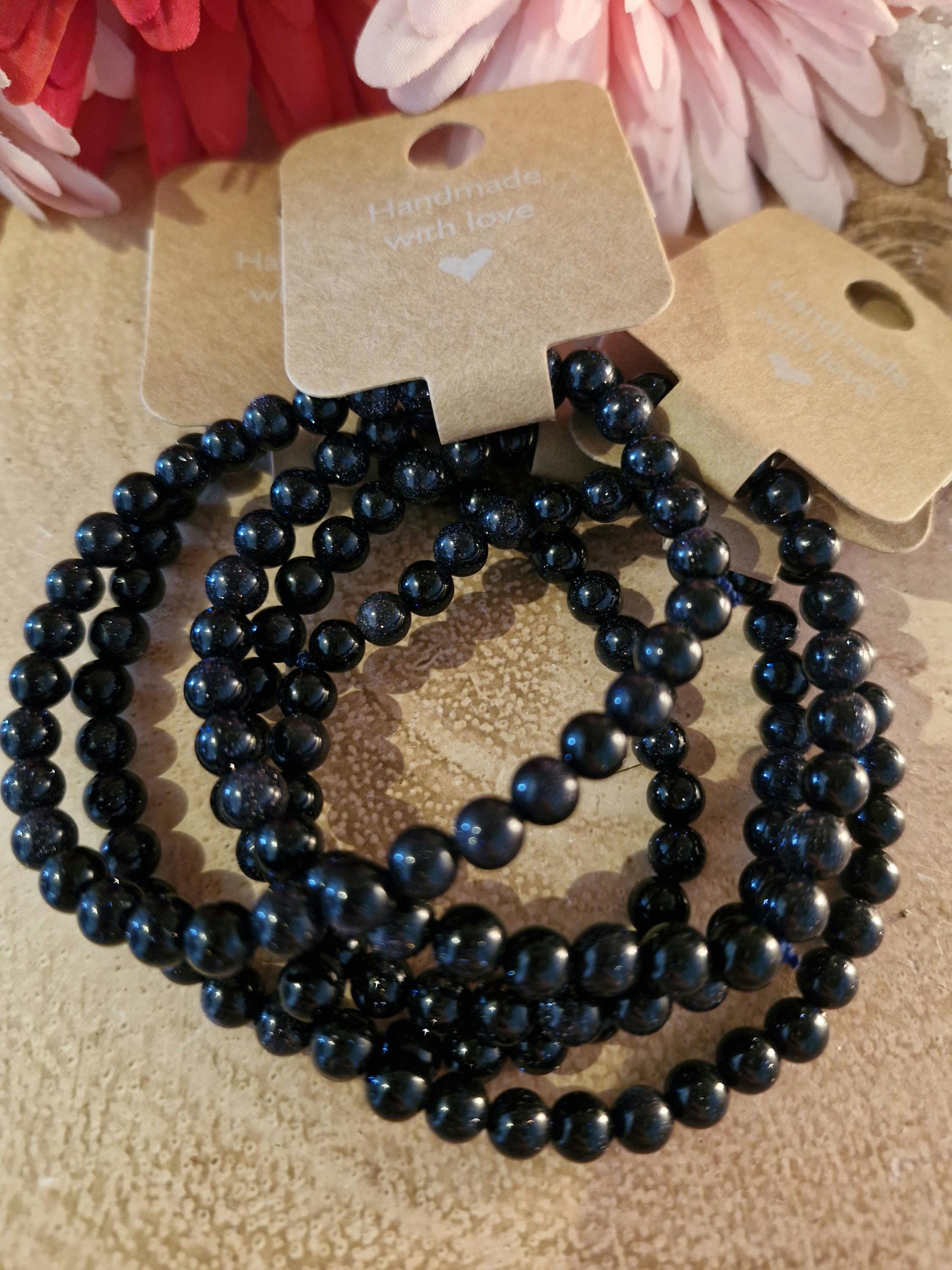 Shimmering Blue Goldstone Stretchy Crystal Bracelets. Size 7mm each.