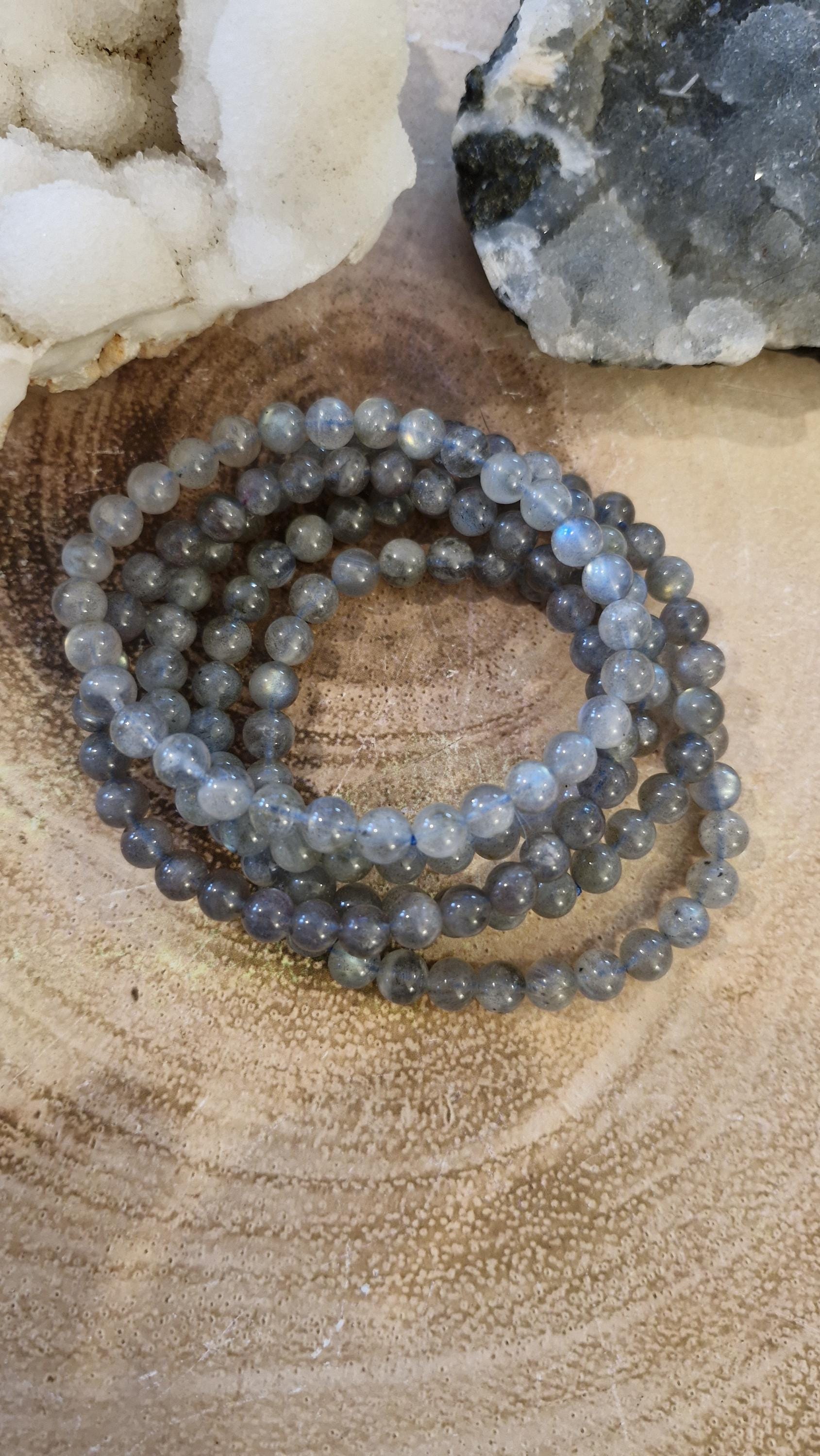Labradorite Beaded Bracelet: Adjustable Gemstone, Empath Healing
