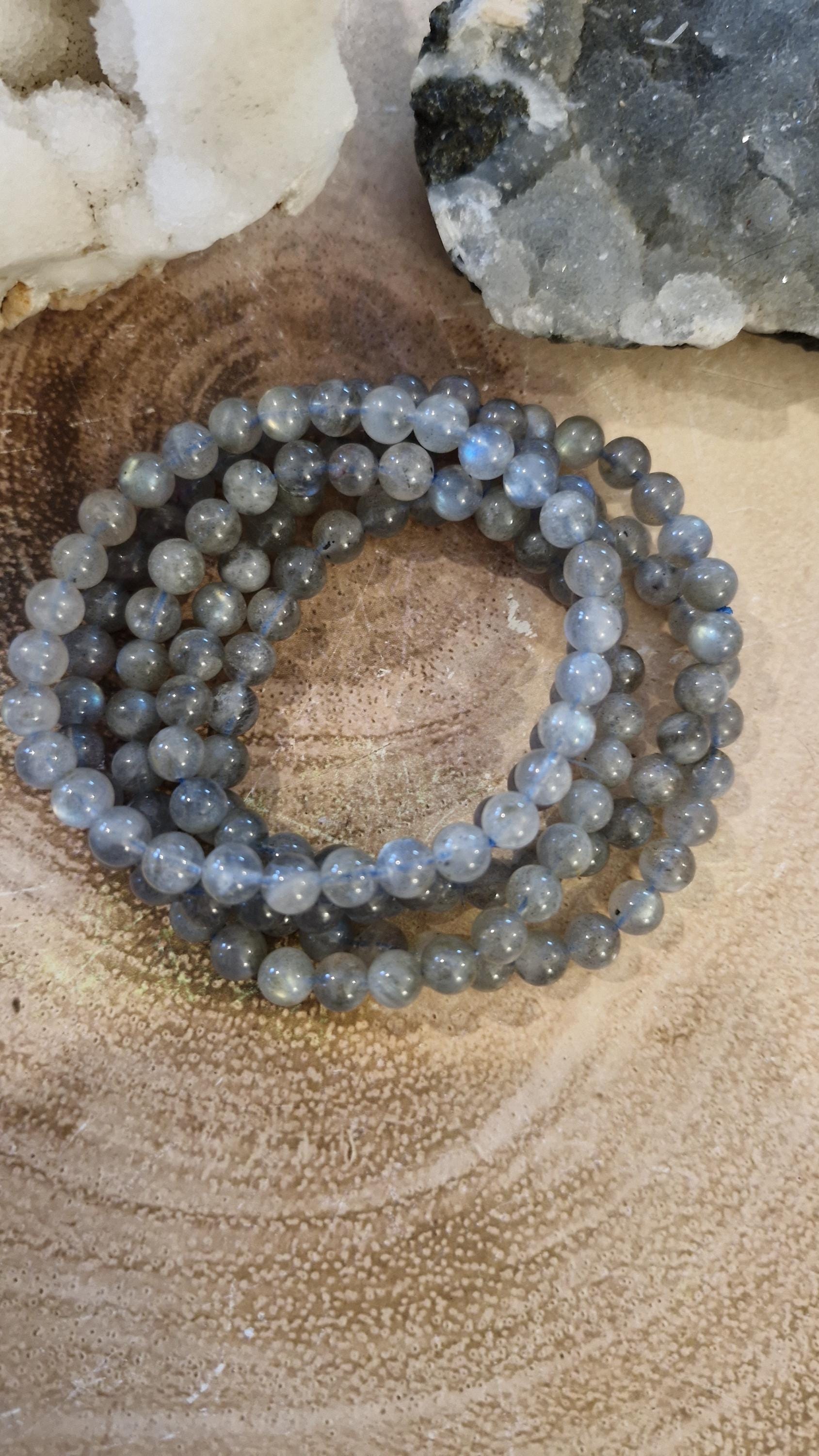 Labradorite Beaded Bracelet: Adjustable Gemstone, Empath Healing