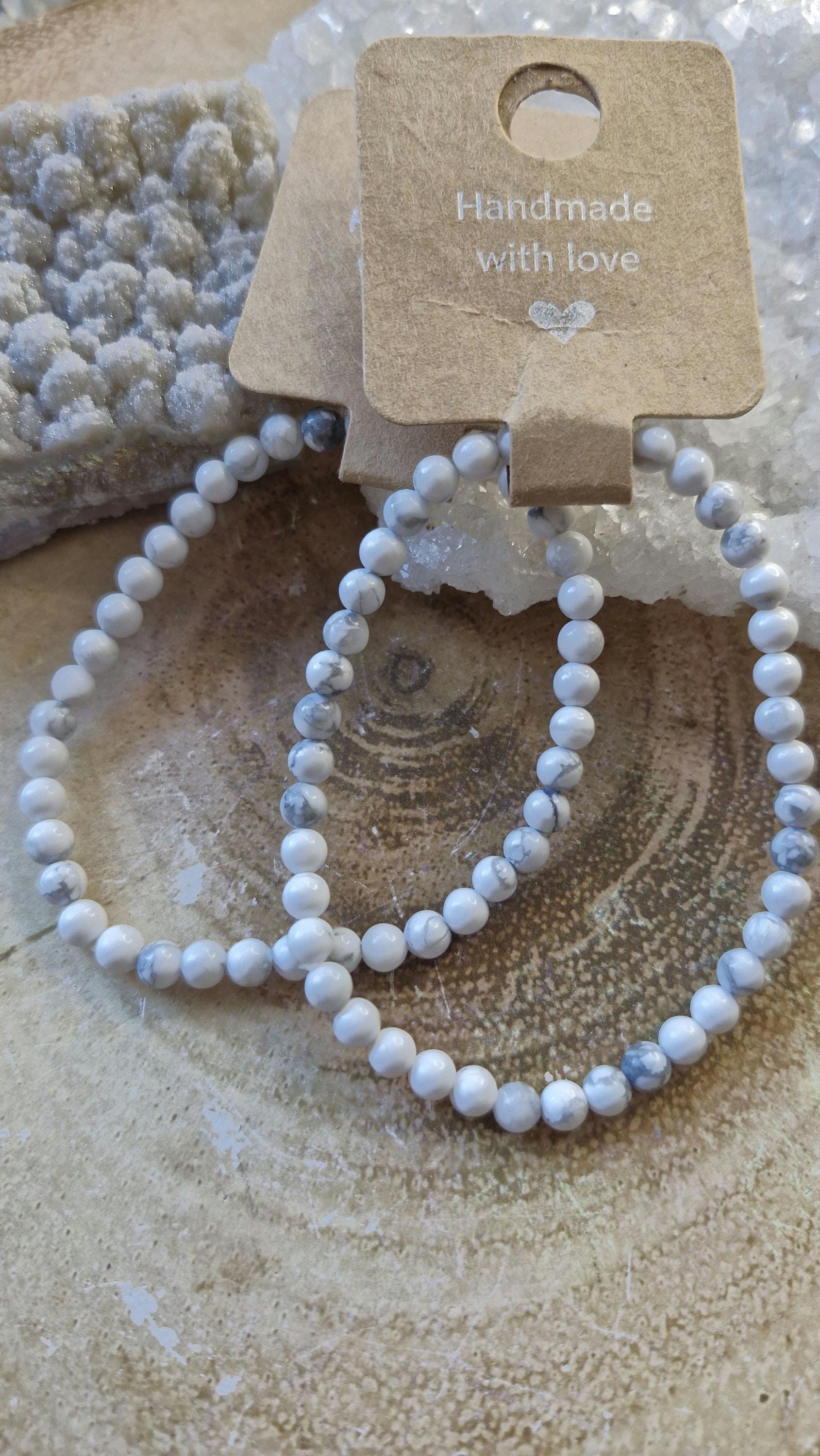 Howlite Beaded Gemstone Bracelets with Stretchy Adjustable Bracelets 4mm in size.