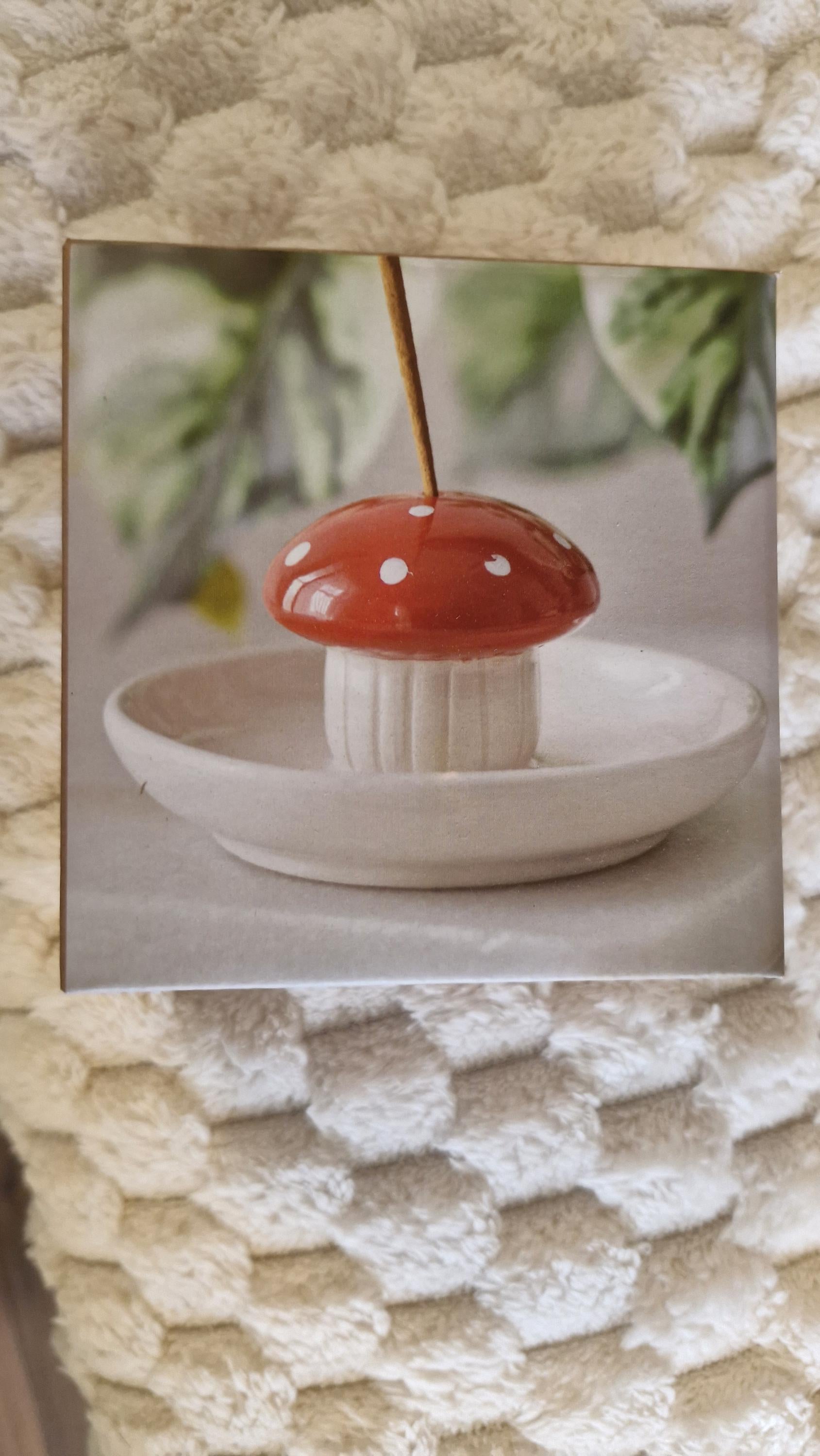 Glazed Ceramic Mushroom Incense Holder