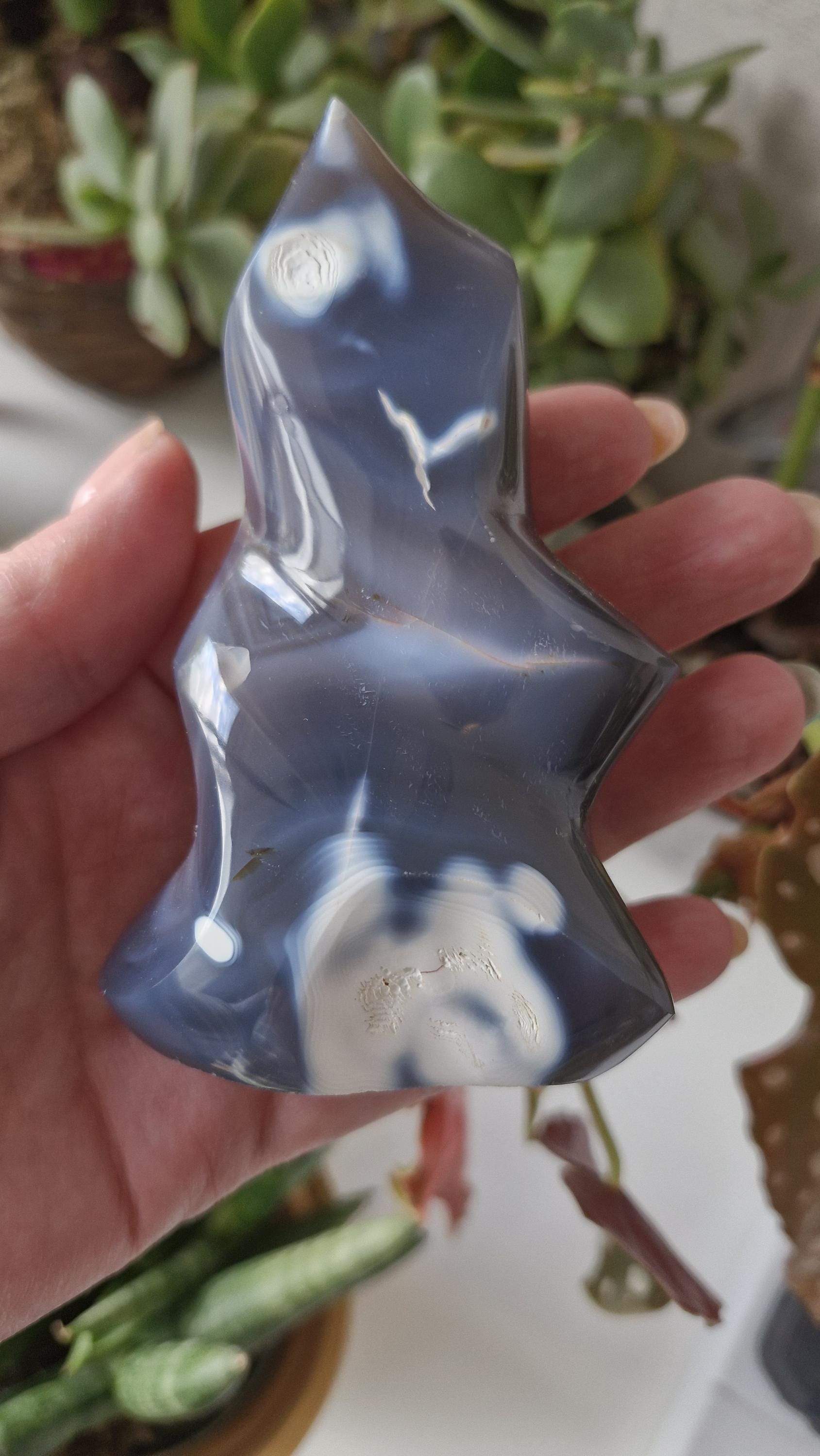 Orca Agate Crystal Flames