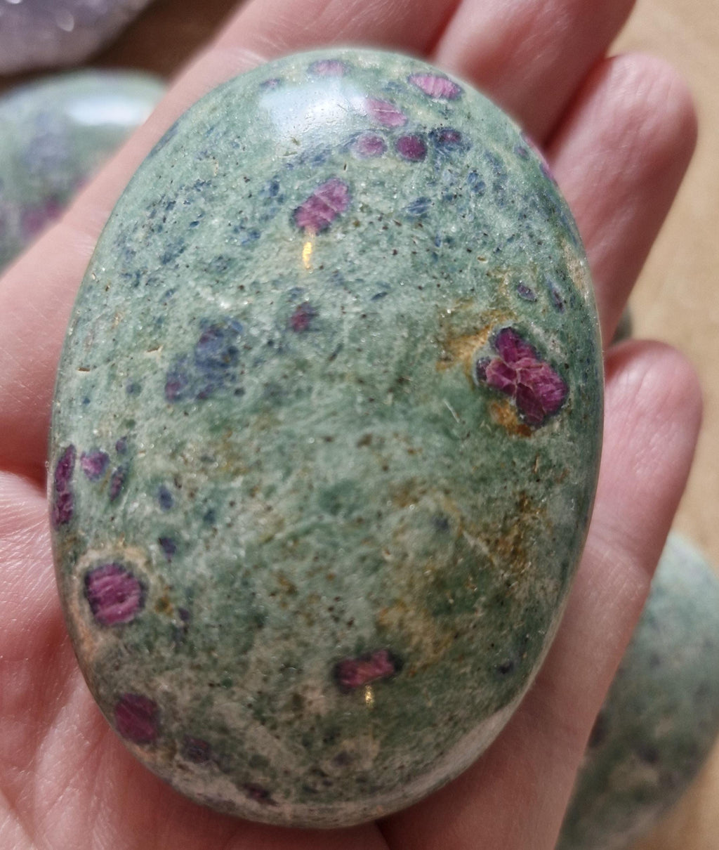 Ruby with Zoisite Palm Stones