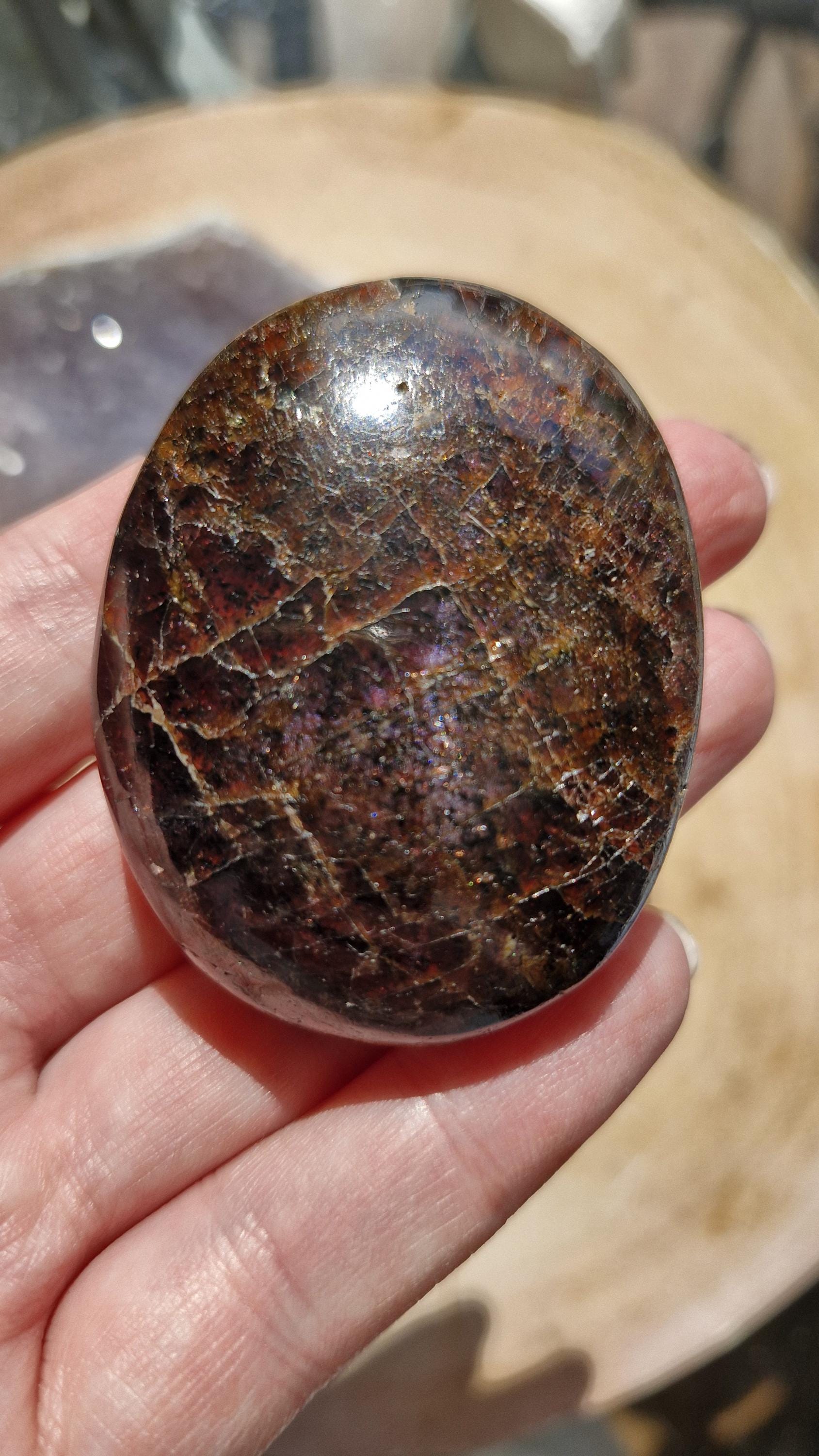 Deep Red Sparkly Garnet Palm and Meditation Stones.