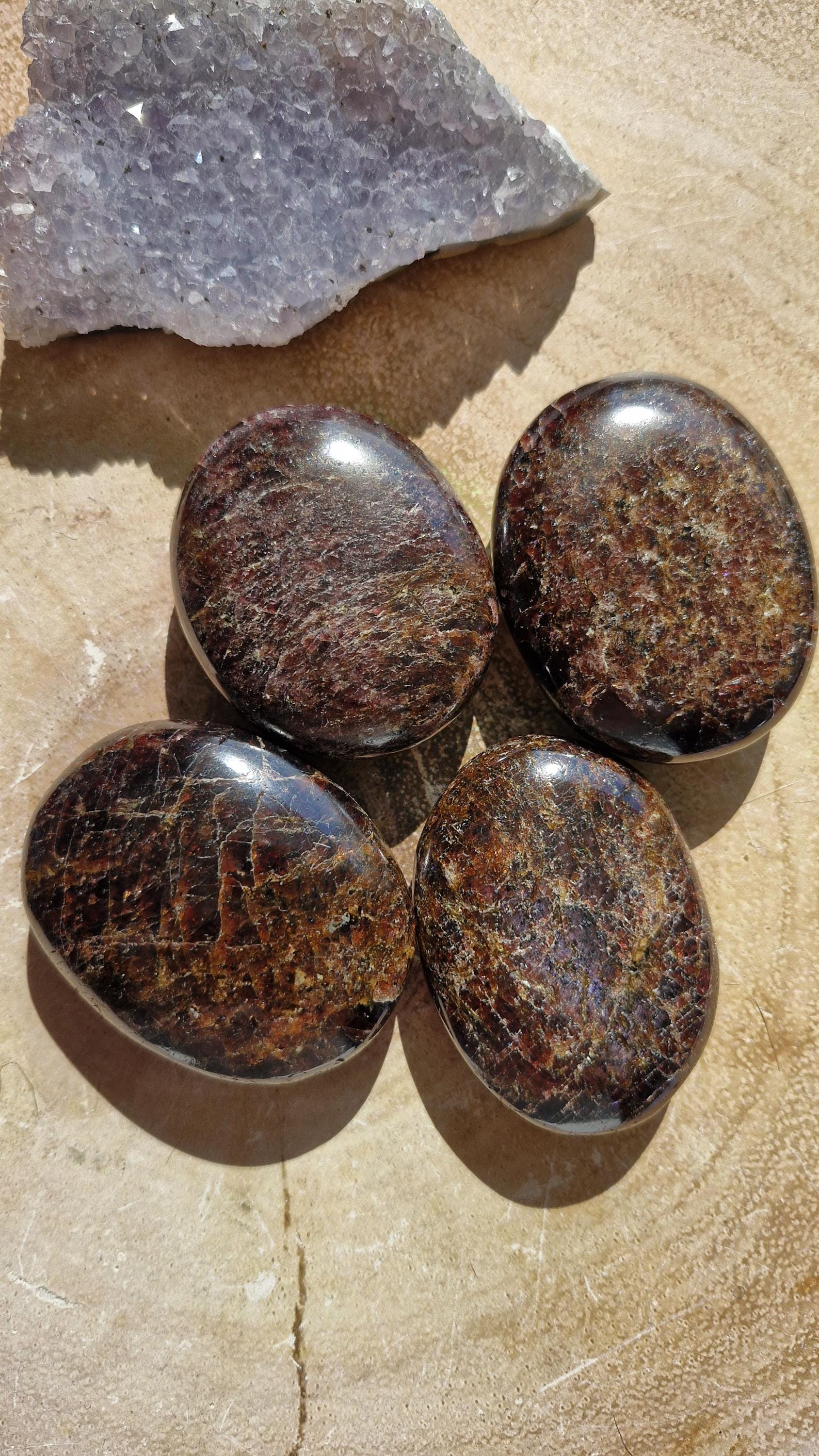 Deep Red Sparkly Garnet Palm and Meditation Stones.