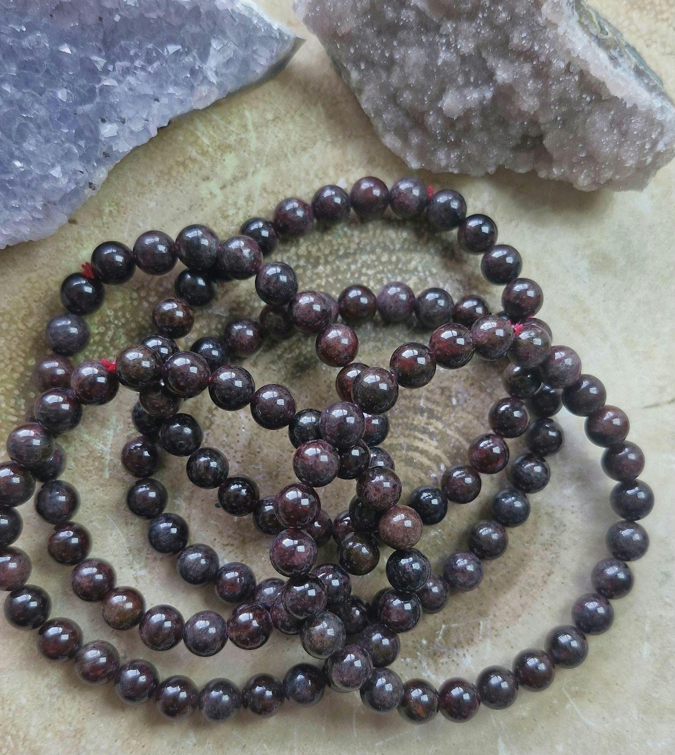 Garnet Gemstone Bracelet: High Grade | Bead Size (4mm)