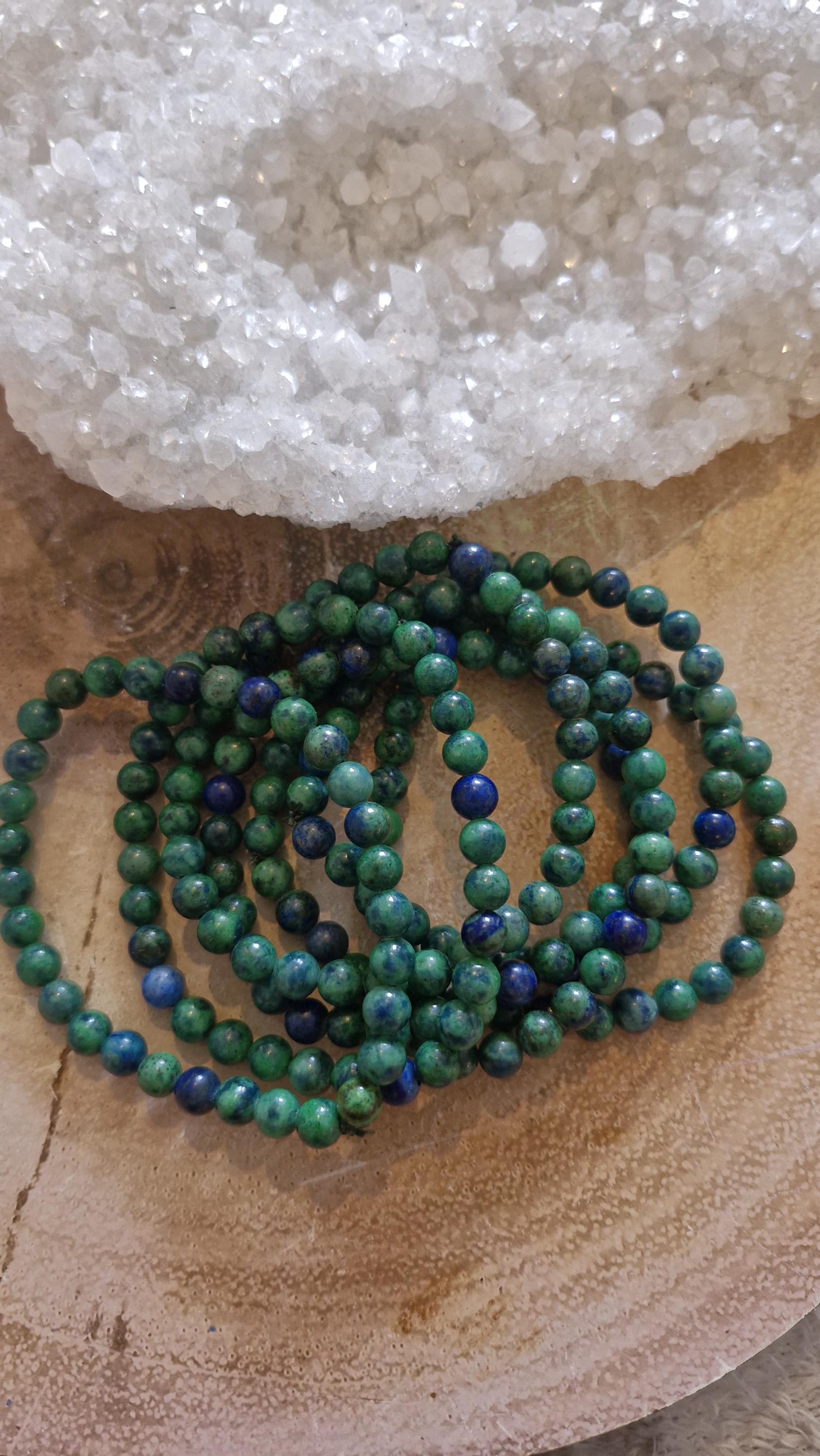 Malachite & Azurite Crystal Beaded Bracelet: Healing Gemstone
