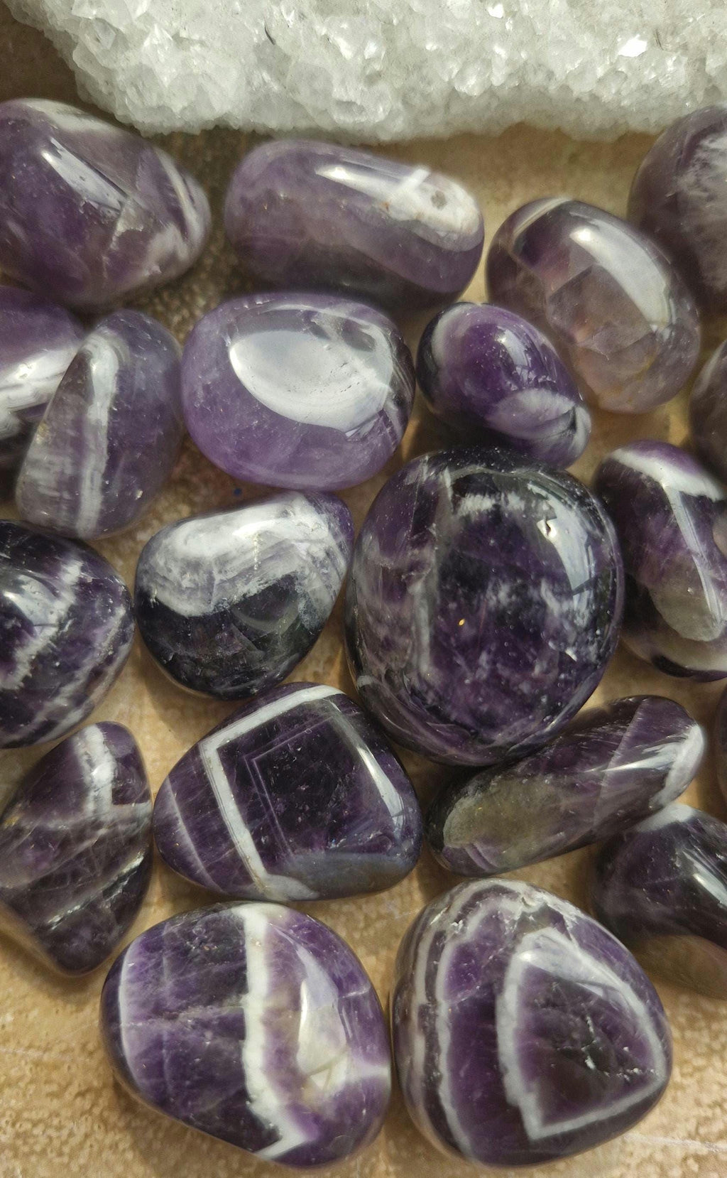 Chevron Amethyst Tumble Stones