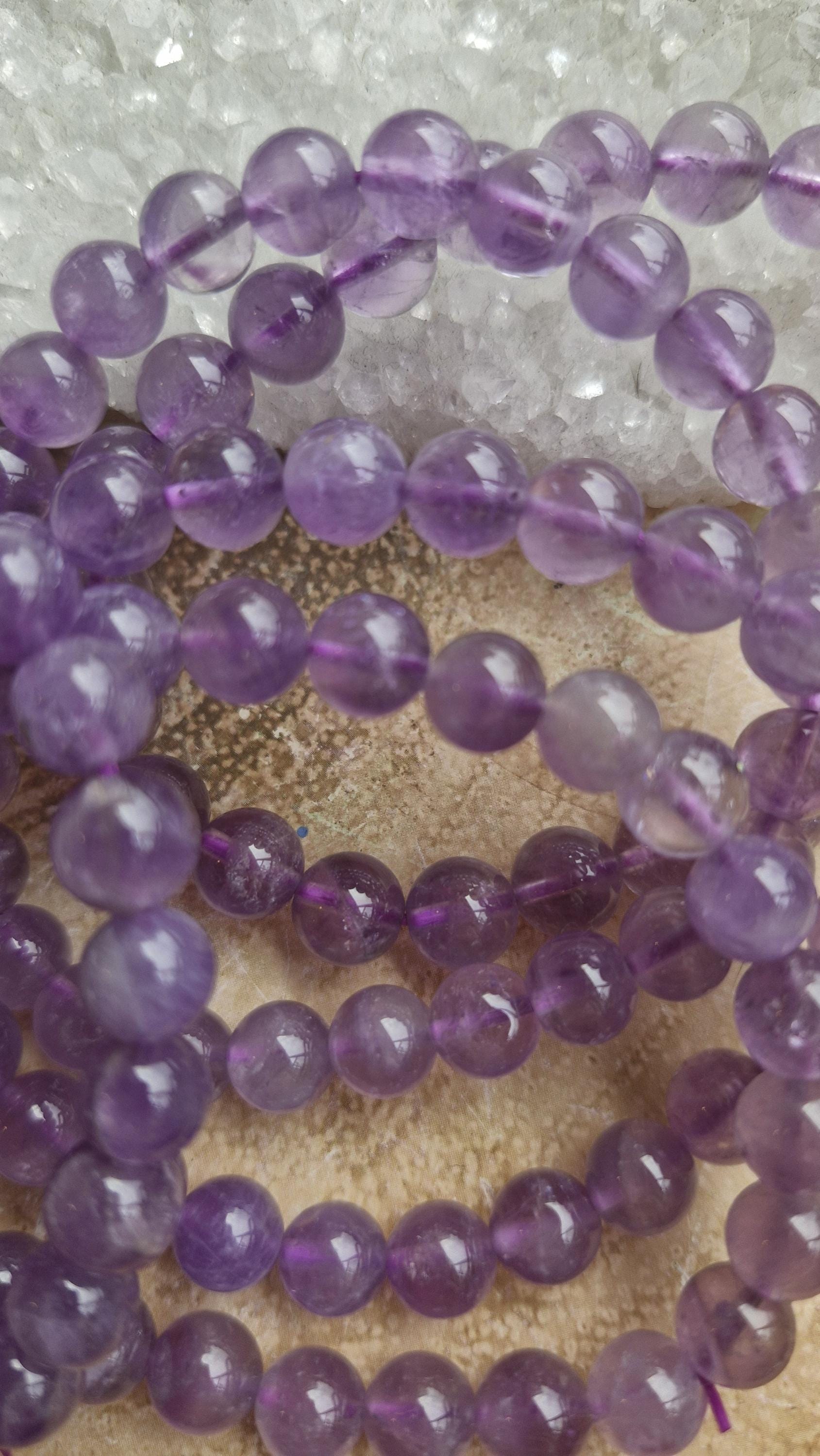 Natural hand made Lavender Amethyst adjustable bracelets 8mm.