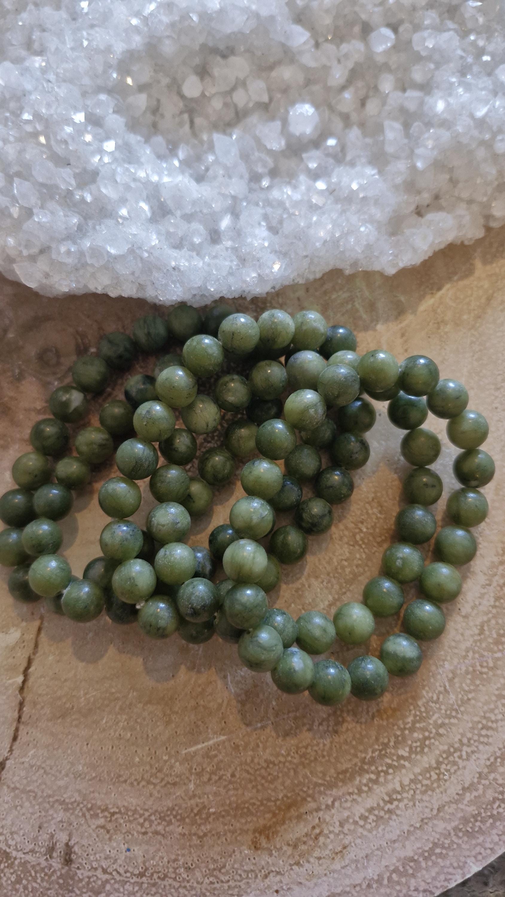 Genuine high grade Nephrite Jade Gemstone Bracelets 10mm with adjustable stretchy banding.