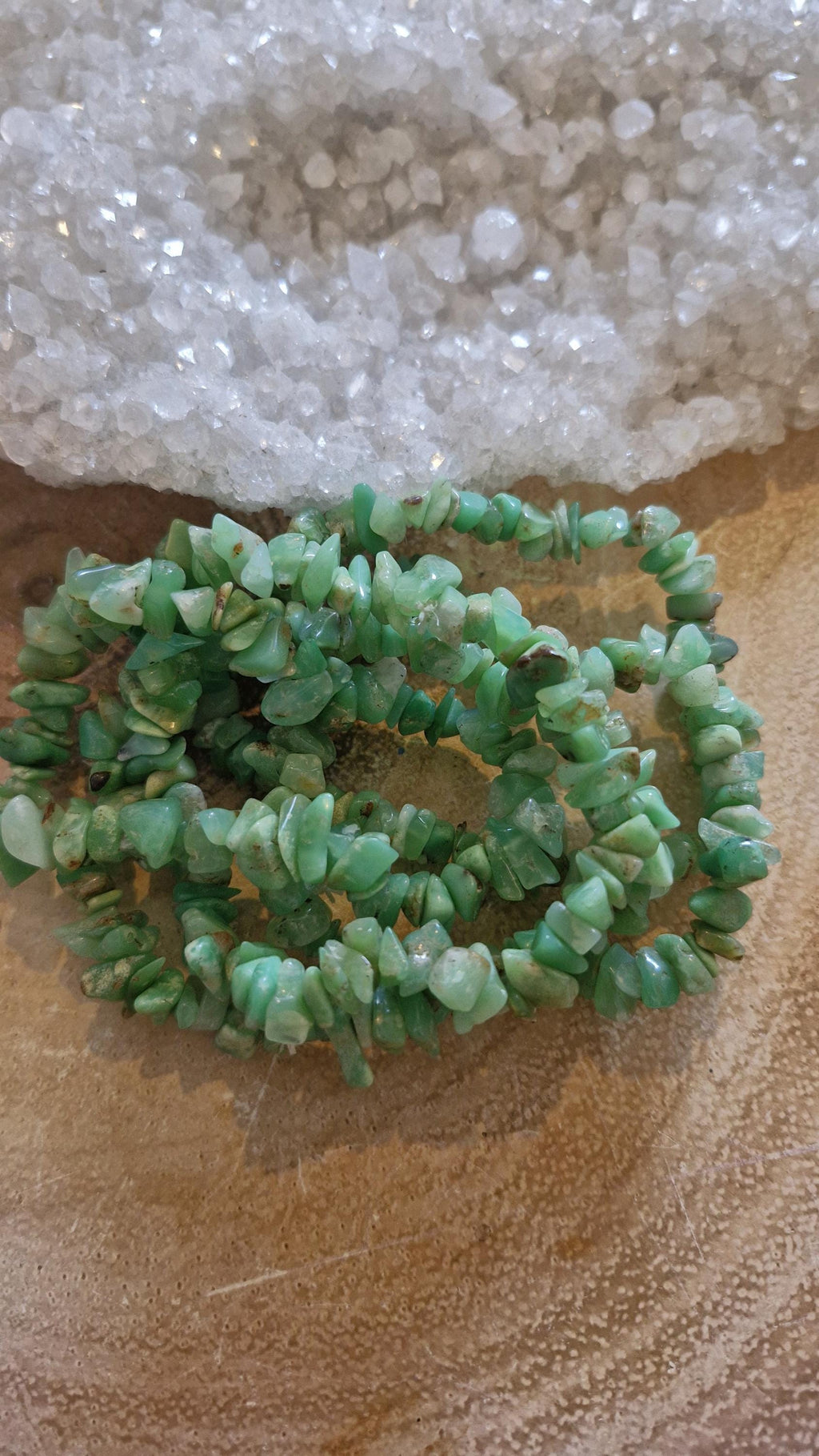High Grade vibrant green Chrysophase Chipped Bracelets with adjustable band