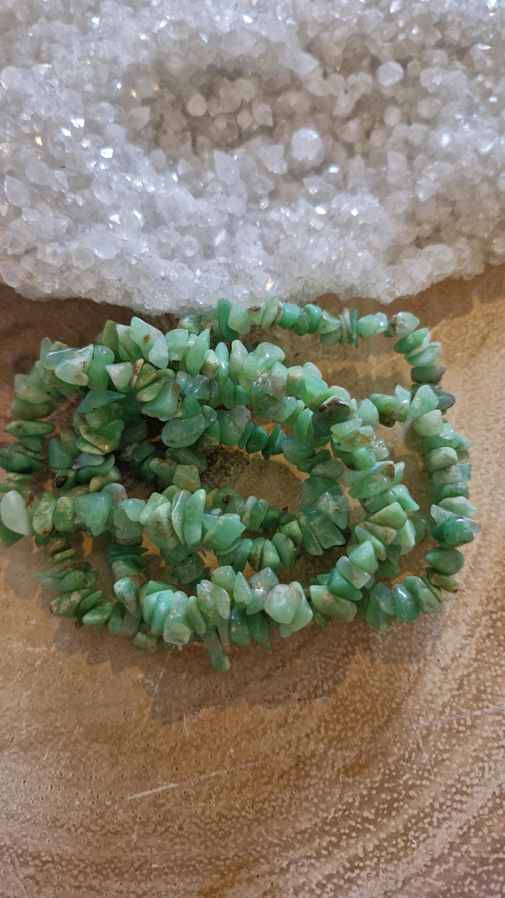 High Grade vibrant green Chrysophase Chipped Bracelets with adjustable band