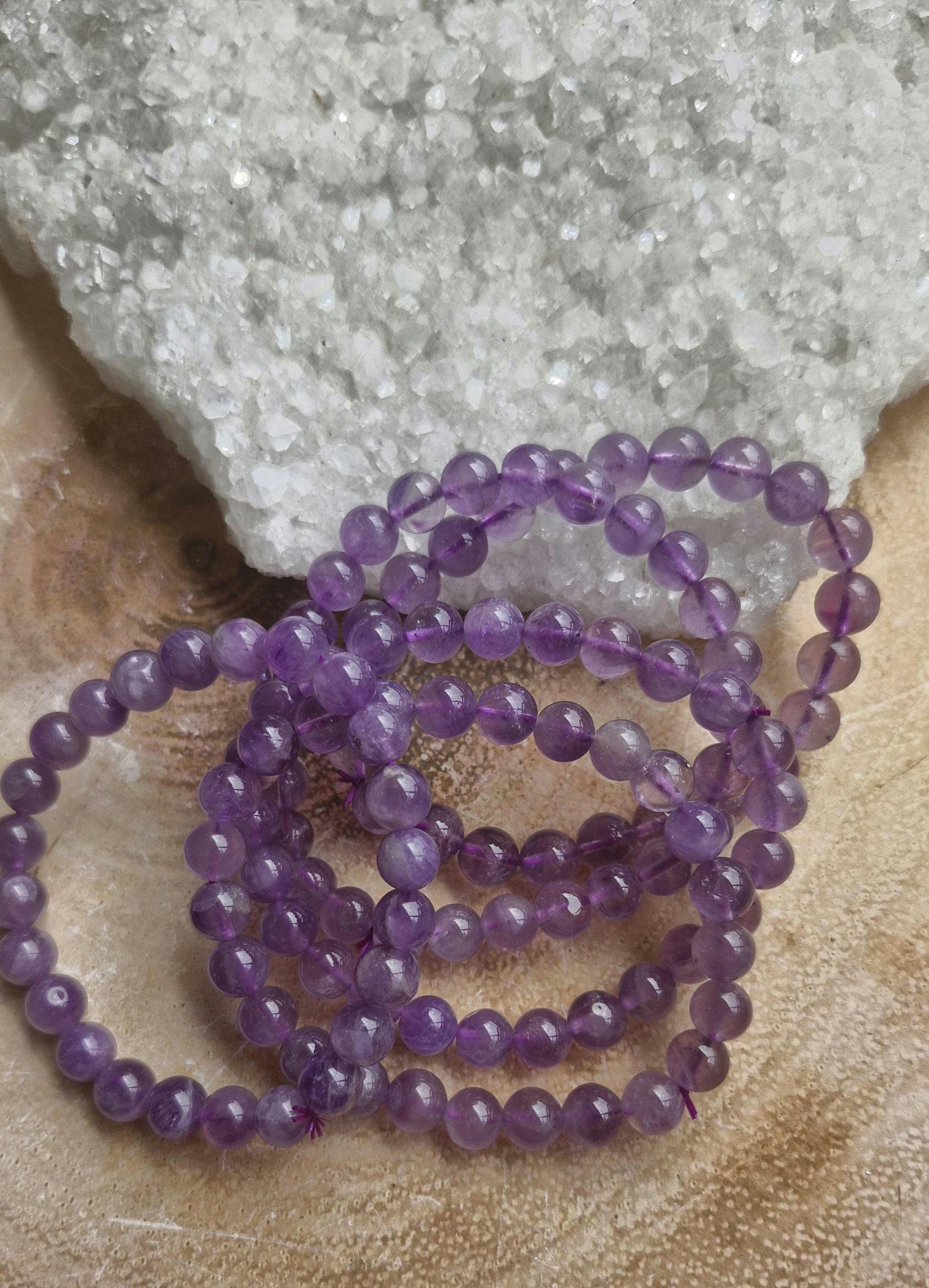 Natural hand made Lavender Amethyst adjustable bracelets 8mm.
