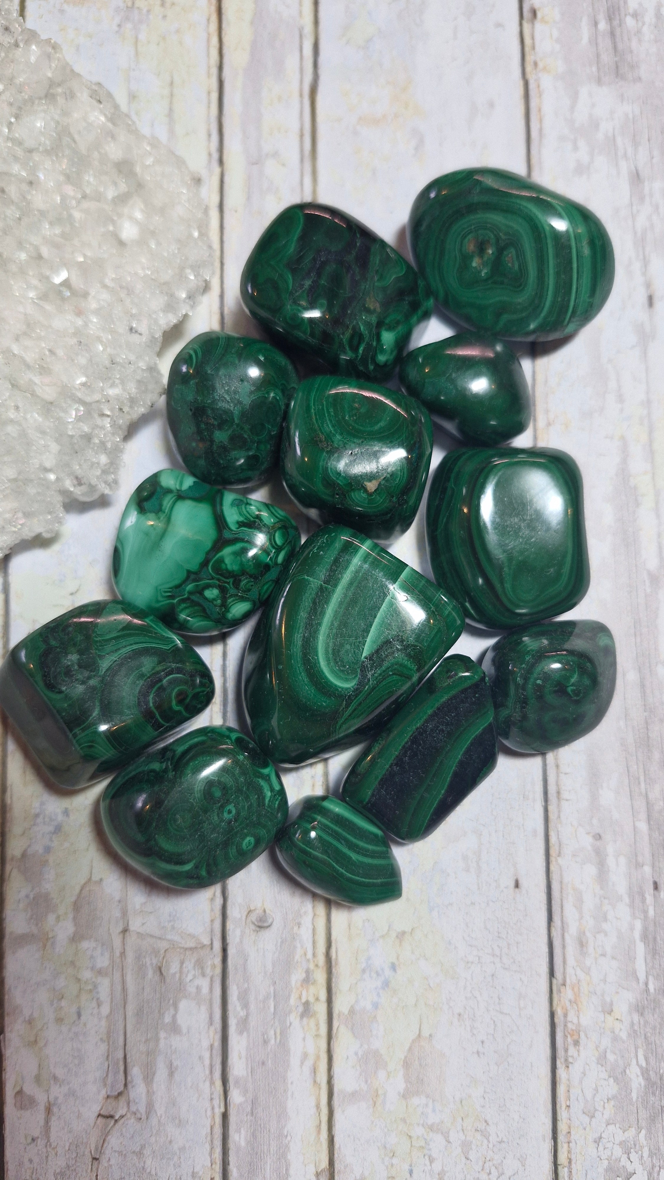 High Grade Malachite Polished Crystal Tumble | Pocket stones.