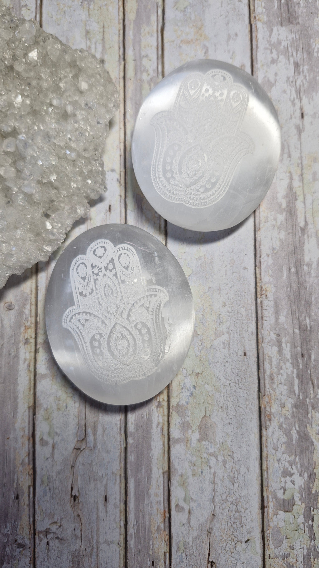 Hamsa Hand Selenite Palm Stones