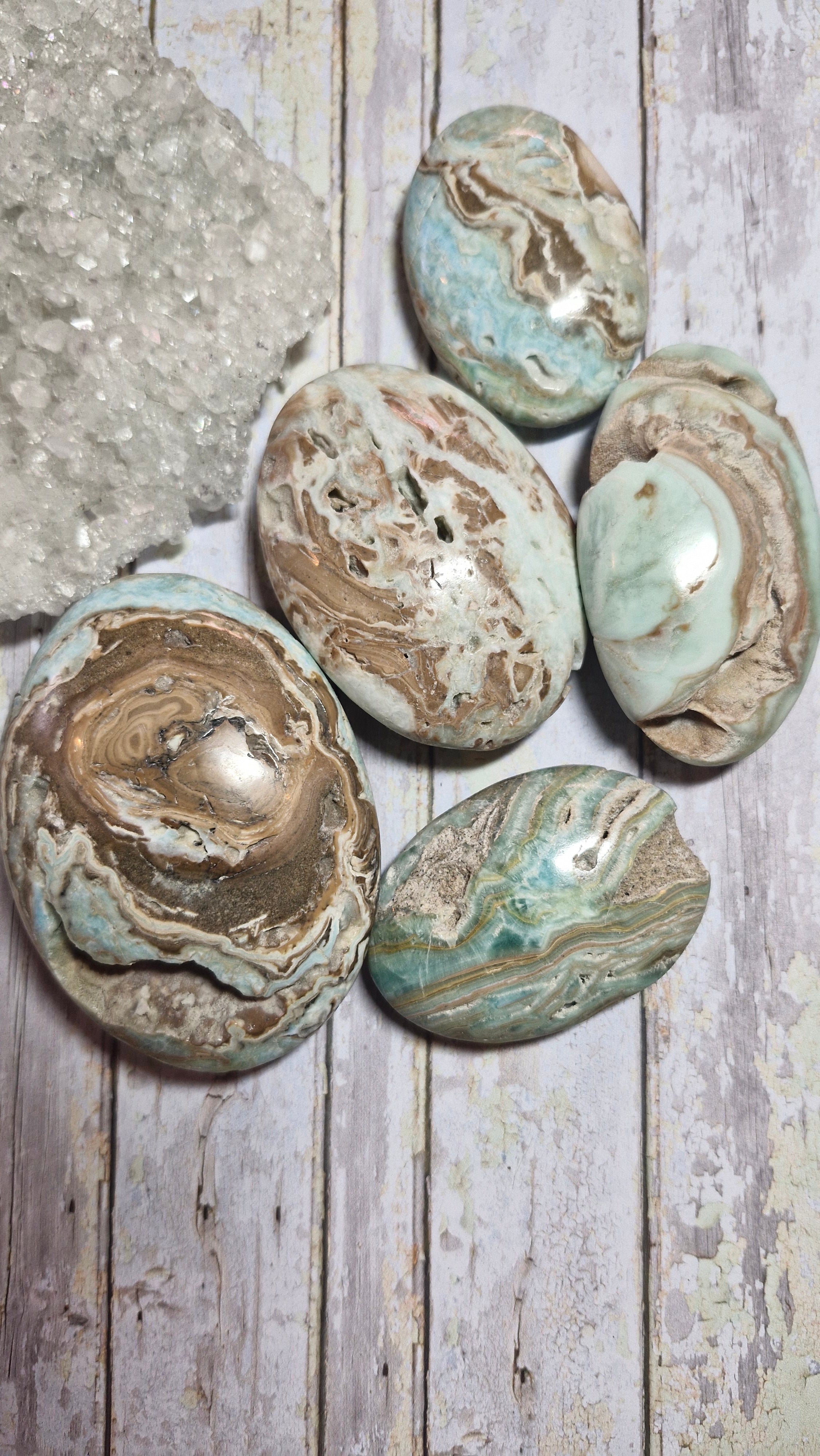 Blue Aragonite Palm Stones